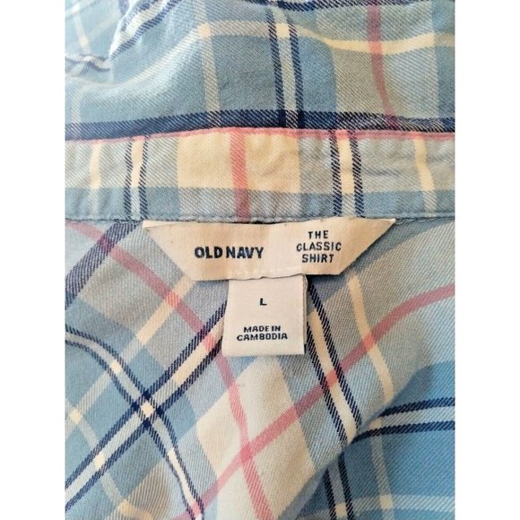 Old Navy Womens The Classic Shirt Plaid Size Large Pocket Pleated Button… - Picture 6 of 6